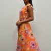 Shelby & Palmer Floral Ruffle-Sleeve Dress – Asymmetrical Hem