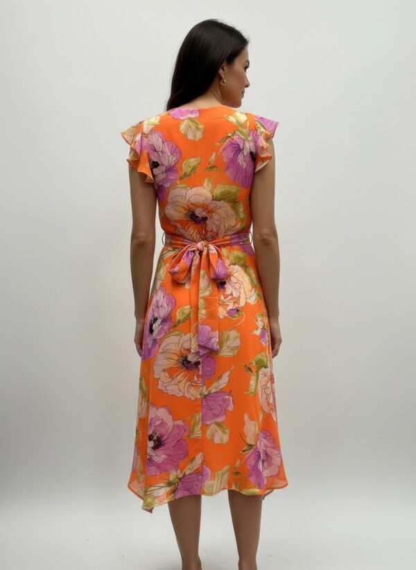 Shelby & Palmer Floral Ruffle-Sleeve Dress – Asymmetrical Hem