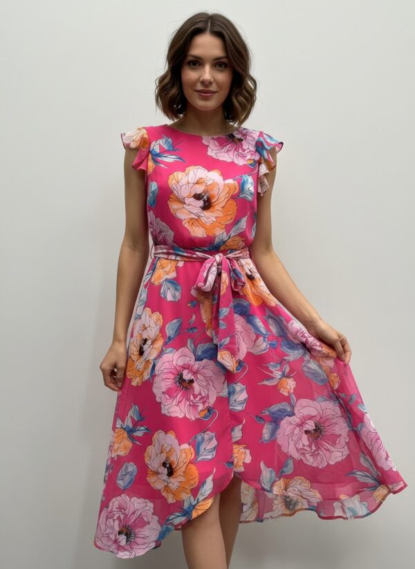 Shelby & Palmer Floral Ruffle-Sleeve Dress