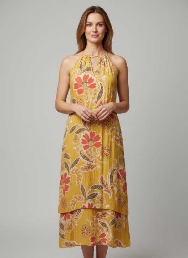 Mlle Gabrielle Floral High-Low Sleeveless Dress