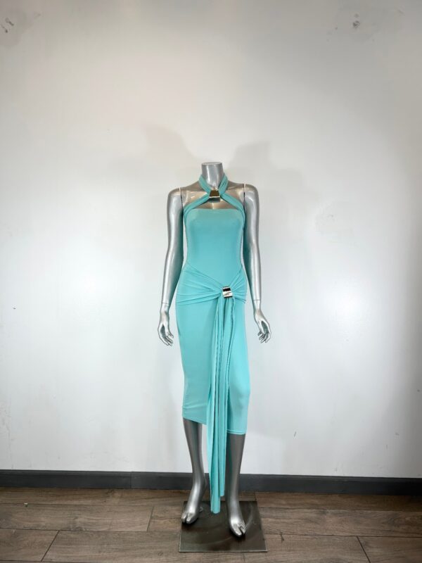 Halter Bodycon Midi Dress with Open Back
