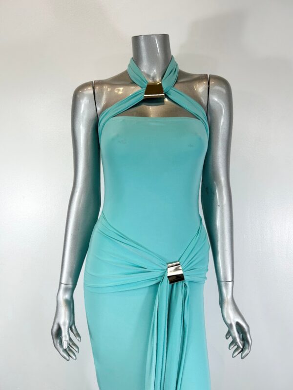 Halter Bodycon Midi Dress with Open Back