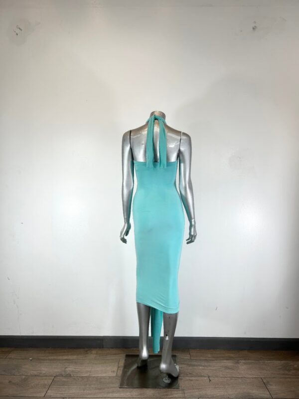Halter Bodycon Midi Dress with Open Back