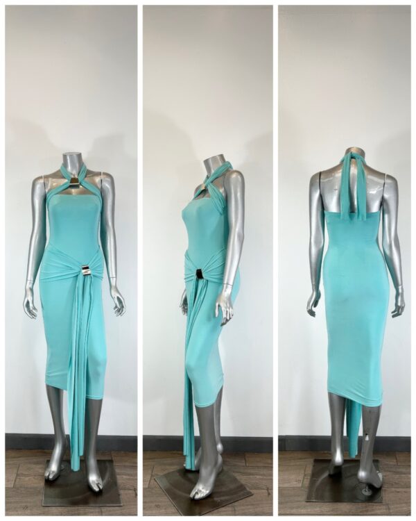 Halter Bodycon Midi Dress with Open Back