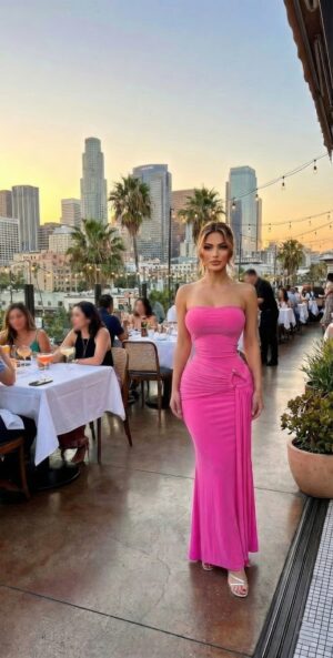 Draped Grecian Maxi Dress with Asymmetrical Hardware