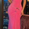 Draped Grecian Maxi Dress with Asymmetrical Hardware