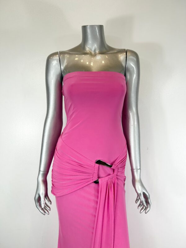 Draped Grecian Maxi Dress with Asymmetrical Hardware