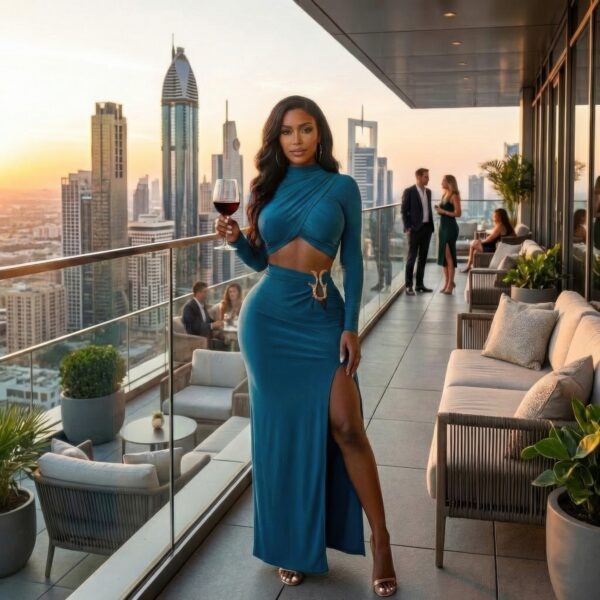 Crossover Wrap Maxi Skirt Set with High Side Slit
