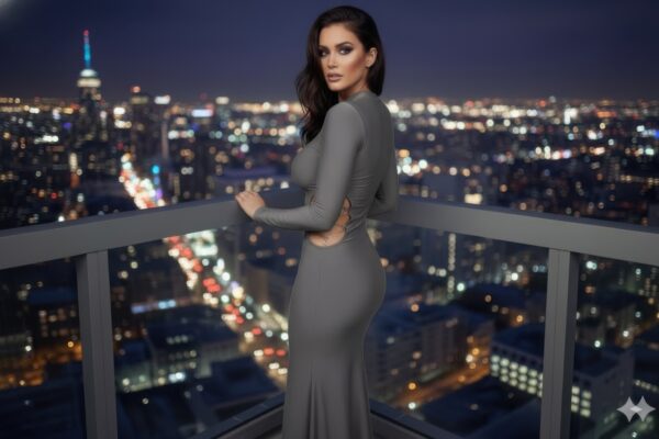 Long Sleeve Maxi Dress with Chain Side Detail