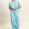 High-Rise Acid Wash French Terry Wide-Leg Pants