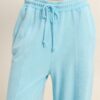 High-Rise Acid Wash French Terry Wide-Leg Pants