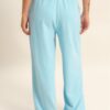 High-Rise Acid Wash French Terry Wide-Leg Pants