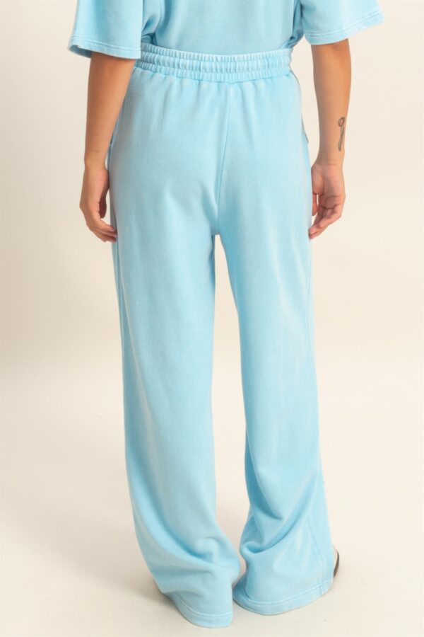 High-Rise Acid Wash French Terry Wide-Leg Pants