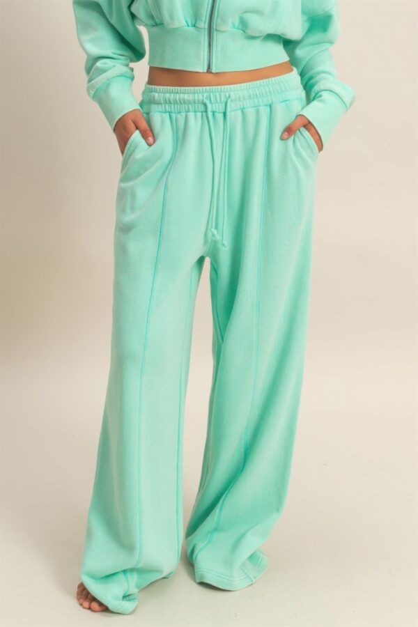 French Terry Wide-Leg Pants – Acid Wash