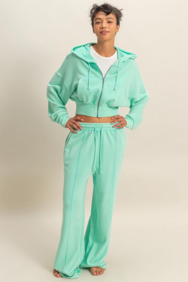 French Terry Wide-Leg Pants – Acid Wash