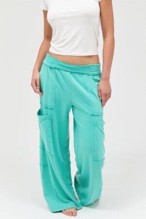 Mineral Wash Wide Leg Cargo Pants – High-Rise Cotton