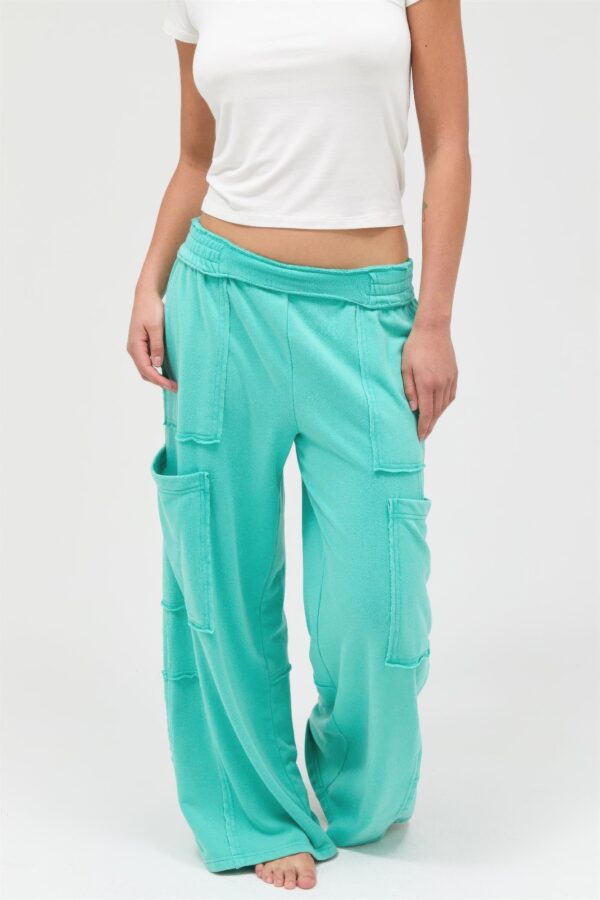Mineral Wash Wide Leg Cargo Pants – High-Rise Cotton