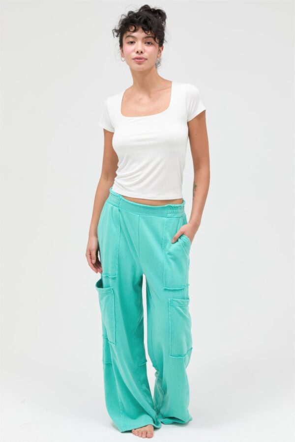 Mineral Wash Wide Leg Cargo Pants – High-Rise Cotton