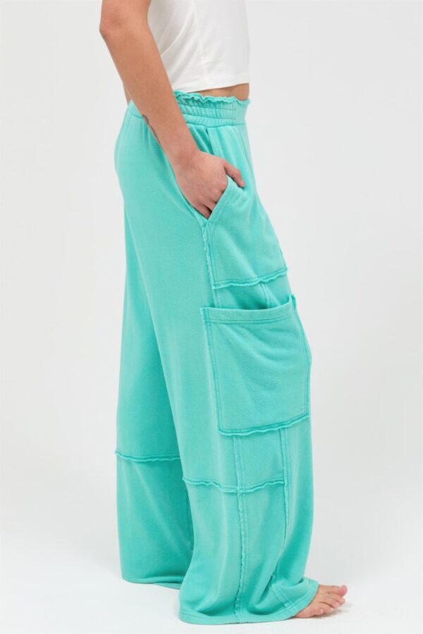 Mineral Wash Wide Leg Cargo Pants – High-Rise Cotton
