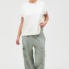 Mineral Wash High-Rise Wide Leg Cargo Pants