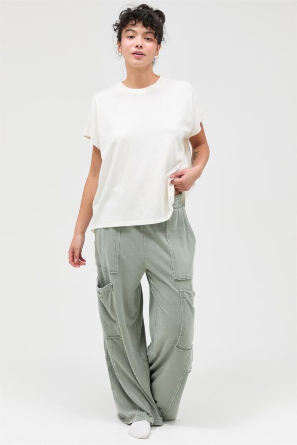 Mineral Wash High-Rise Wide Leg Cargo Pants