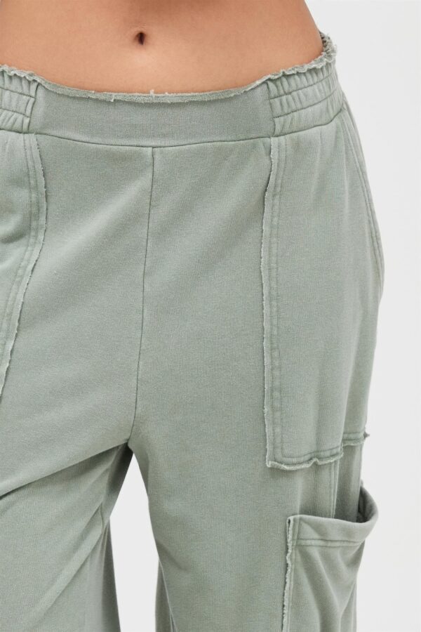 Mineral Wash High-Rise Wide Leg Cargo Pants