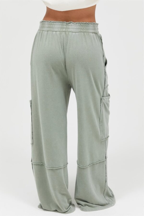 Mineral Wash High-Rise Wide Leg Cargo Pants