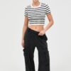High-Rise Mineral Wash Wide-Leg Cargo Pants