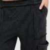 High-Rise Mineral Wash Wide-Leg Cargo Pants