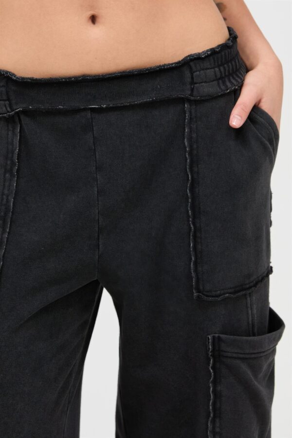 High-Rise Mineral Wash Wide-Leg Cargo Pants