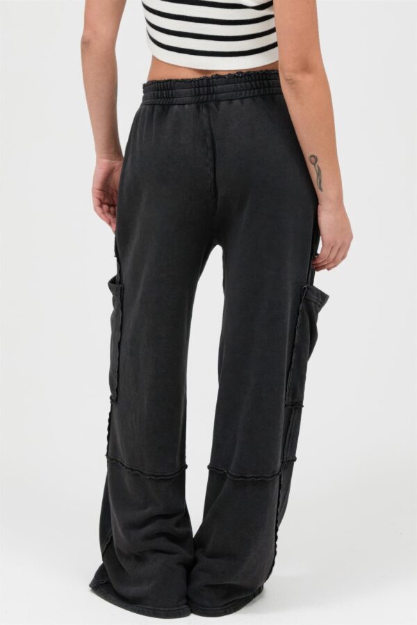 High-Rise Mineral Wash Wide-Leg Cargo Pants