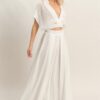 Cropped Collared Wrap Top and Wide-Leg Pants Set