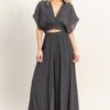 Cropped Collared Wrap Top + Wide-Leg Pants Set