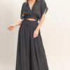Cropped Collared Wrap Top + Wide-Leg Pants Set