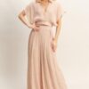 Cropped Collared Wrap Top & Wide-Leg Pants Set