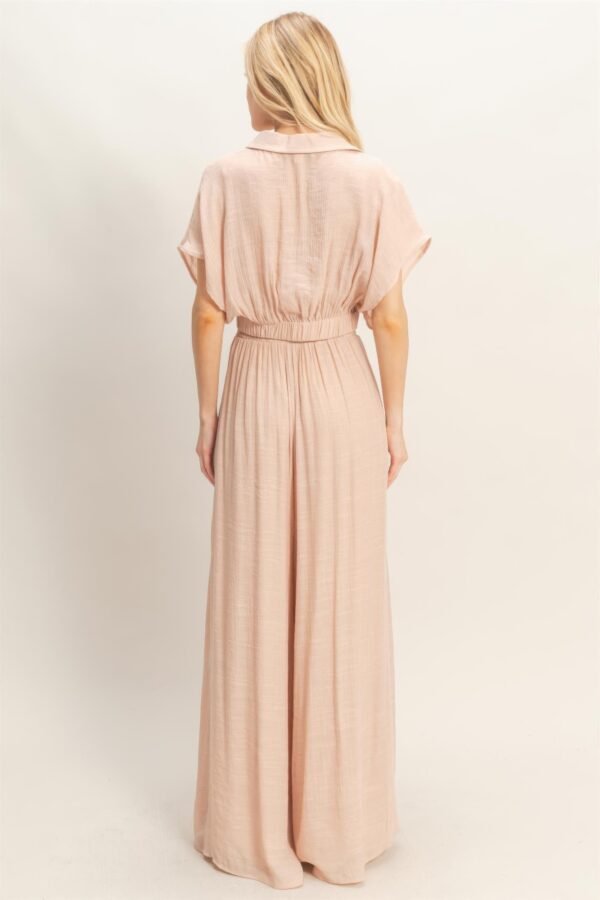 Cropped Collared Wrap Top & Wide-Leg Pants Set