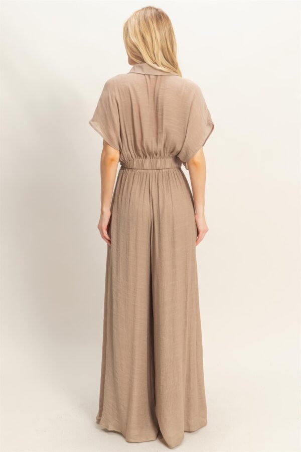 Cropped Wrap Top & Wide-Leg Pants Set – Cotton Blend