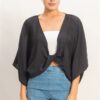 Oversized Twist-Knot V-Neck Top – Rayon-Linen Blend