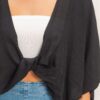 Oversized Twist-Knot V-Neck Top – Rayon-Linen Blend