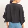 Oversized Twist-Knot V-Neck Top – Rayon-Linen Blend