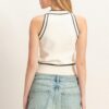 Contrast-Trim Fitted Sleeveless Ribbed Top