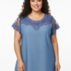 Plus Size Lace Yoke Flutter Sleeve Knit Top