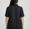 Lace-Panel Button-Front Blouse – Collared Plus Size