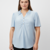 Plus Size Lace-Collar Flutter Sleeve Top with Button Placket