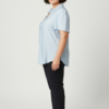 Plus Size Lace-Collar Flutter Sleeve Top with Button Placket