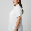 Zip-Front Collared Utility Knit Top – Dual Chest Pockets, Plus Size