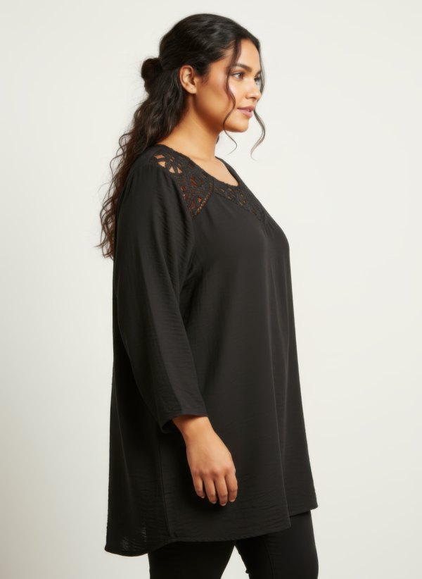 Lace Yoke Bell Sleeve Knit Tunic – Plus Size