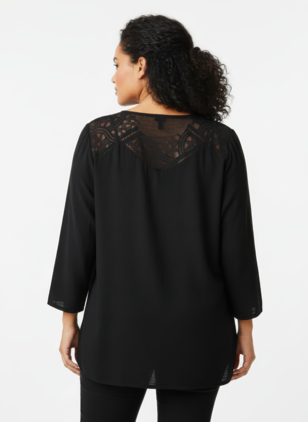 Lace Yoke Bell Sleeve Knit Tunic – Plus Size