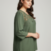 Lace Yoke Knit Top – Three-Quarter Sleeve (Plus Size)