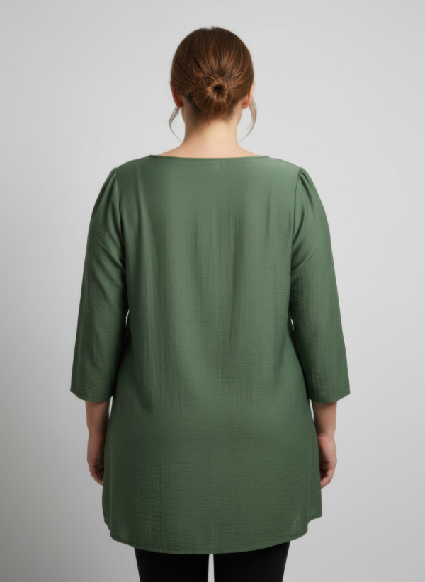 Lace Yoke Knit Top – Three-Quarter Sleeve (Plus Size)